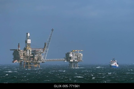 Supply vessel to the rig Britannia, oil exploration, Britiannia Oilfield, North Sea-stock-foto