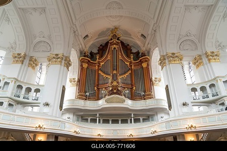 Organ gallery with church organ, main church St. Michaelis or Michel, Hamburg, Germany-stock-foto
