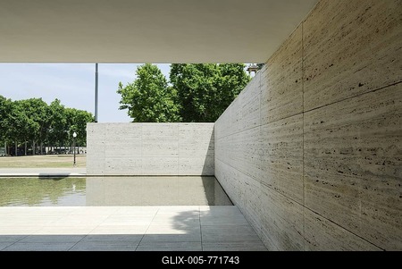 Barcelona Pavilion, reconstructed German Pavilion for the 1929 World Fair, architect Ludwig Mies van der Rohe, Montjuic, Barcelona, Catalonia, Spain-stock-foto