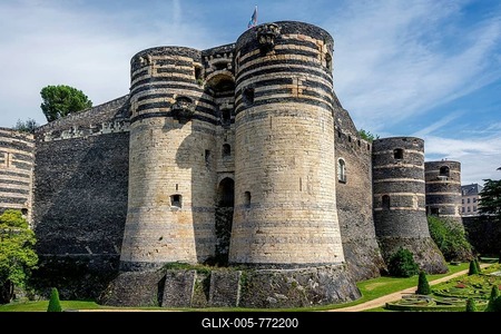 Towers of the royal fortress, Château d'Angers, Angers, Maine-et-Loire Department, Pays de la Loire, France-stock-foto