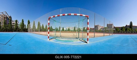 Panoramic view, football goal at the sports field of the Ministergaerten gardens, Berlin-Mitte, Berlin, Germany, Europe-stock-foto