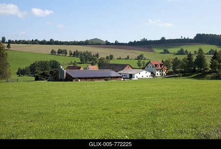 Typical local cattle farm, Hessian Rhoen Nature Reserve, Rhoen Biosphere Reserve, East Hesse, Hesse, Germany, Europe-stock-foto