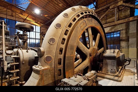 Gas Blower Machine in the Blower Hall, LWL Industrial Museum Heinrichshütte, Hattingen, Ruhr Area, North Rhine-Westphalia, Germany-stock-foto