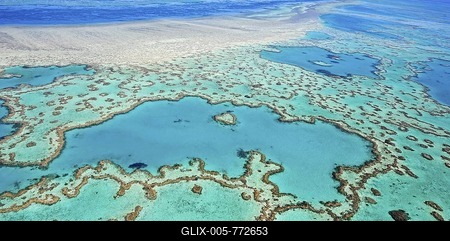 Aerial view of the ocean floor, Heart Reef, heart-shaped reef, Great Barrier Reef World Heritage Area, Great Barrier Reef, UNESCO World Heritage Site, Queensland, South Pacific, Australia-stock-foto