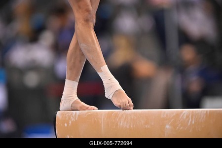 Detail view, balance beam, gymnastics, Porsche-Arena, Stuttgart, Baden-Württemberg, Germany-stock-foto