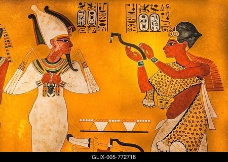 Ritual mouth opening ceremony on Tutankhamun in representation of Osiris by Eje, tomb treasures of Tutankhamun, archaeological world sensation, replicas, Valley of the Kings, most famous burial site in the world, Luxor, Thebes West, Egypt, Luxor, Thebes, West, Egypt-stock-foto
