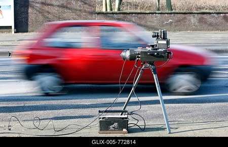 Radar speed equipment being used by the police, photocall, speed check marathon of the police in North Rhine-Westphalia on 10 February 2012, start of a long-term campaign against speeding in North Rhine-Westphalia, Germany, Europe-stock-foto