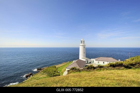 Lighthouse on the coast of Trevose Head on the north coast of Cornwall, England, United Kingdom, Europe-stock-foto
