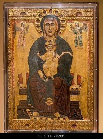 Madonna dagli occhi grossi, Madonna with the big eyes, in front of 1250, painter Maestro di Tressa or Master of Tressa, Museo dell' Opera Metropolitana, Siena, Tuscany, Italy-stock-foto