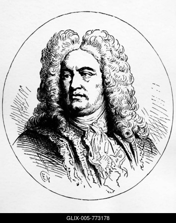 George Frideric Handel, 1685 - 1759, German composer, musician, historical steel engraving after a painting by Thomas Hudson, 1749-stock-foto