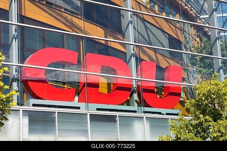 Logo, Federal Office of the CDU, Konrad-Adenauer-Haus, Berlin, Germany-stock-foto