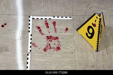 Securing of forensic evidence at a crime scene, after a capital offence, homicide, by the C.I.D., the Criminal Investigation Department, re-enacted scene-stock-foto