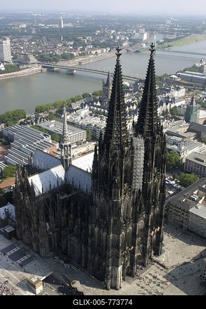 DEU, Germany, Cologne : Areal View of the city center. Cathedral. |-stock-foto