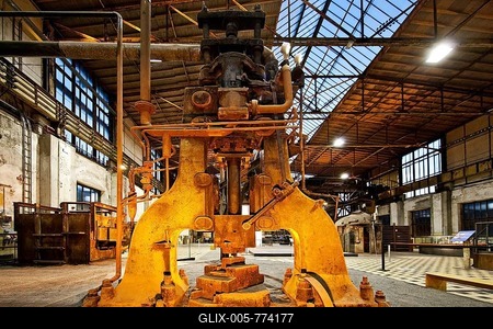 Steam Hammer in the Blower Hall, LWL Industrial Museum Heinrichshütte, Hattingen, Ruhr Area, North Rhine-Westphalia, Germany-stock-foto