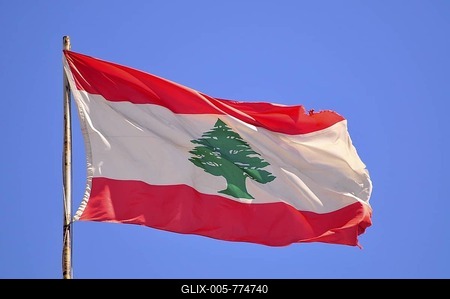 Lebanese national flag with the Cedar of Lebanon, Beirut, Lebanon, Middle East, Asia-stock-foto