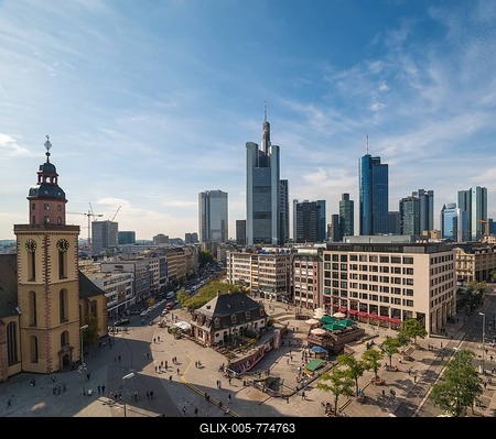 Hauptwache, Or Main Guard, with the skyline, city centre, Frankfurt am Main, Hesse, Germany-stock-foto