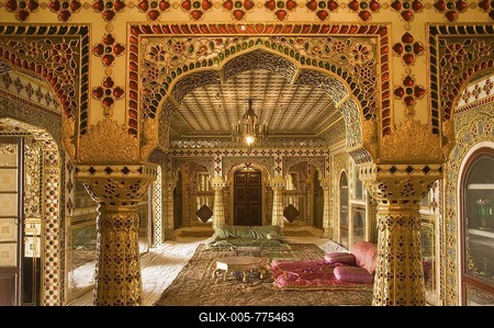 Jaipur, City Palace, Museum of Sawai Man Singh II inside the Chandra Mahal, Rajasthan, India, South Asia-stock-foto
