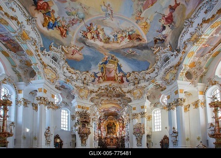 Interior of the Wieskirche, Weiler Wies, Steingaden, Pfaffenwinkel, Romantic Road, Upper Bavaria, Bavaria, Germany-stock-foto