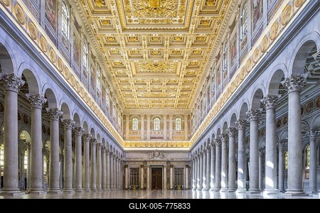 Basilica of Saint Paul Outside the Walls, Papale San Paolo fuori le Mura, interior, Rome, Lazio, Italy-stock-foto