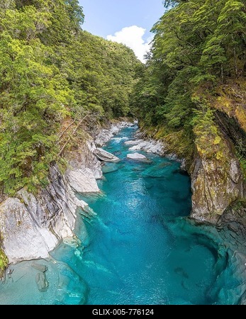 Blue Pools Rock Basin, Makarora River, Turquoise Crystal Water, Wanaka, West Coast, South Island, New Zealand, Oceania-stock-foto