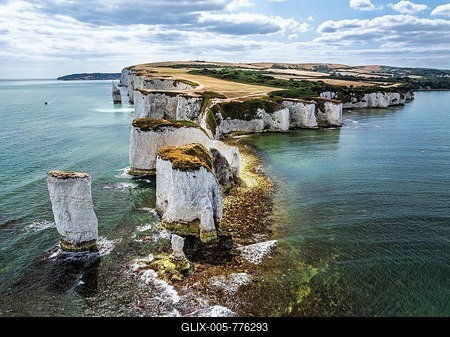 White Cliffs of Old Harry Rocks Jurassic Coast from a drone, Handfast Point, Dorset Coast, Poole, Dorset, England, United Kingdom-stock-foto