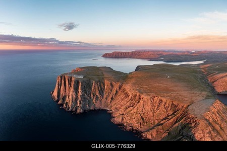 Aerial view of the cliffs of the North Cape, Nordkapp, Finnmark, Norway-stock-foto