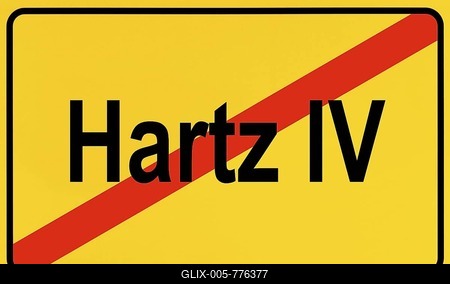 City limit sign, symbolic image for the end of the Hartz IV reform-stock-foto