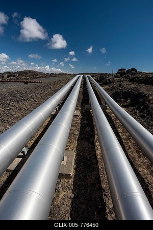 Pipelines, Suðurnes power plant, Gunnuhver, Reykjanes Peninsula, Iceland-stock-foto