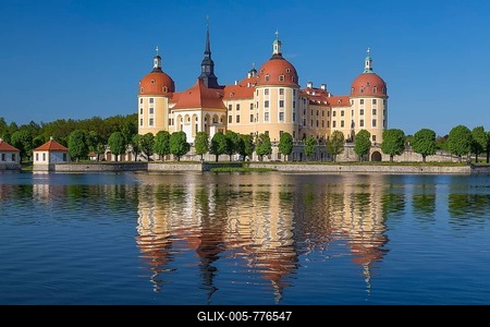 Moritzburg hunting lodge with lake, Saxony, Germany-stock-foto