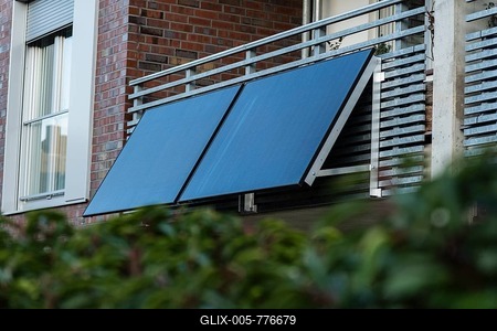 Balcony power plant Solar power plant on a balcony in Düsseldorf, Germany-stock-foto