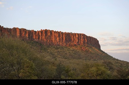 Escarpment of the plateau at sunset, Waterberg National Park, Namibia, Africa-stock-foto