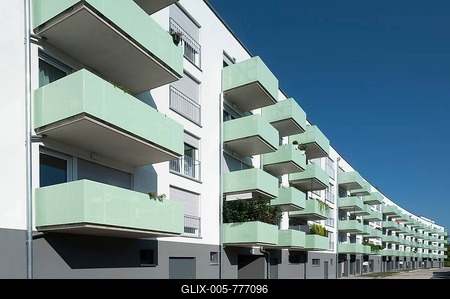 Residential building with balconies, Nuremberg, Middle Franconia, Bavaria, Germany-stock-foto