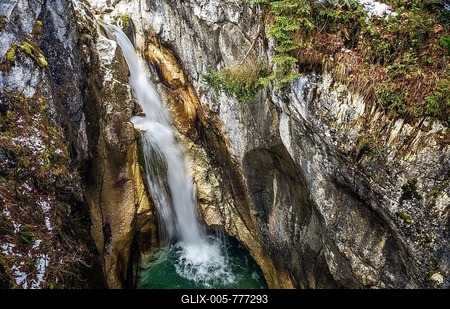 Tatzelwurm waterfall, Upper Level, Mangfall mountains, Oberaudorf, Upper Bavaria, Bavaria, Germany-stock-foto