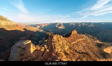 Hiking trail with staircases, South Kaibab Trail, descending from the South Rim, Grand Canyon National Park, Arizona, USA-stock-foto
