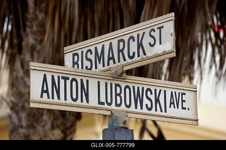 German road sign, Bismarck Straße, Swakopmund, Erongo region, Namibia-stock-foto