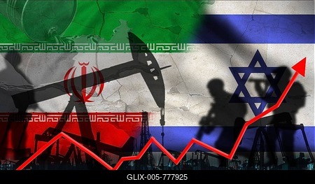 Increase in gasoline prices due to the Israel vs Iran war. Increase in the price of oil due to the war between Iran and Israel-stock-foto