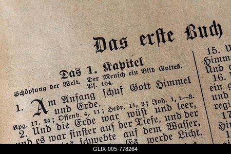 Extract from the Bible, In the beginning God created the heaven and the earth, The Book of Genesis, Old Testament, Luther Bible from 1925, Germany-stock-foto