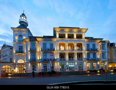 Seeschloss, spa architecture, Heringsdorf, Usedom Island, Mecklenburg-Western Pomerania, Germany-stock-foto