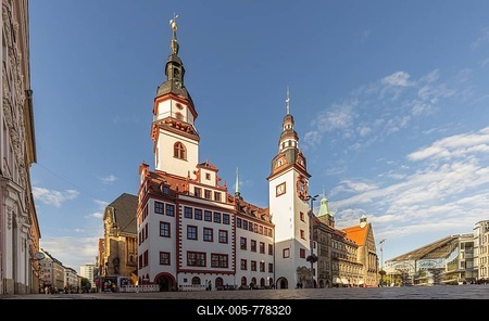 Old town hall at the market. City view of Chemnitz, Saxony, Germany-stock-foto