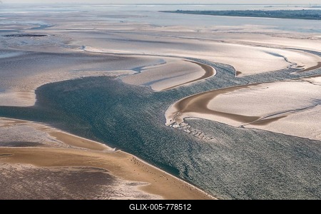 Aerial view, tidal flat between Harlesiel and Wangerooge, Wadden Sea National Park, coast, North Sea, North Frisia, Schleswig-Holstein, Germany-stock-foto