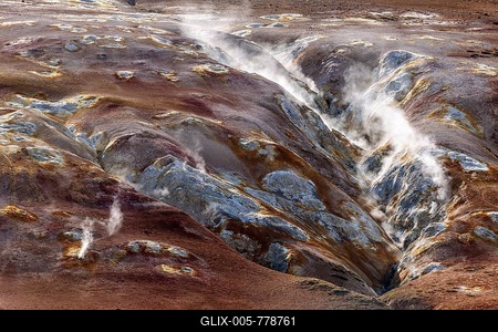 Solfataras, steam vents in the geothermal area of ??Hverarönd, Namafjall, Island-stock-foto