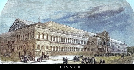 View of the Palace of the Universal Exhibition 1855, on the Champs Elysees, Paris, France, Historic, digitally restored reproduction of a 19th century original-stock-foto