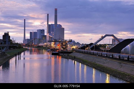 Large-scale power plant Mannheim, twilight, Mannheim, Baden-Württemberg, Germany-stock-foto