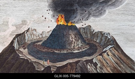 Active volcano Vesuvius, hand-coloured copperplate engraving from Friedrich Justin Bertuch Picture book for children, Weimar, 1798-stock-foto