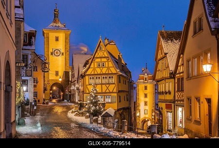 Plönlein with Siebersturm and Kobolzellerturm, Rothenburg ob der Tauber, Old Town, Tauber Valley, Romantic Road, Middle Franconia, Franconia, Bavaria, Germany-stock-foto