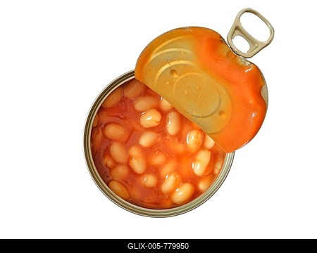 Baked Beans in an open tin-stock-foto