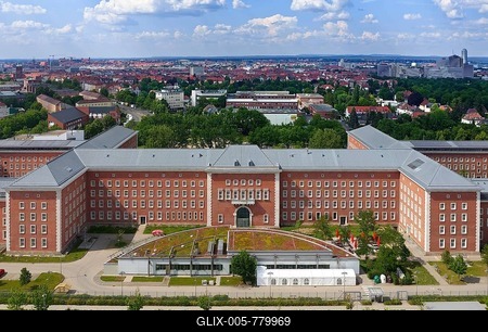 Building complex Federal Office for Migration and Refugees, BAMF, Headquarters, former SS barracks during the Nazi regime, Frankenstr. 210, district Gibitzenhof, Nuremberg, Middle Franconia, Franconia, Bavaria, Germany-stock-foto