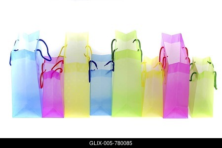 Clear plastic bags, gifts-stock-foto