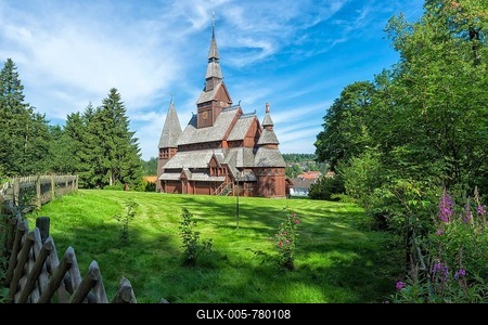 Gustav-Adolf-Stabkirche, protestant stave church,  Hahnenklee, Harz, Lower Saxony, Germany-stock-foto