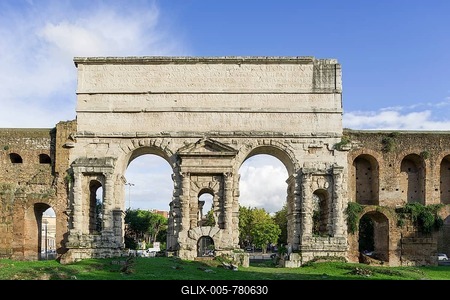 Porta Maggiore and the Aurelian Walls, Rome, Lazio, Italy-stock-foto